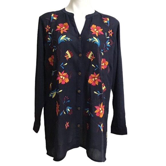 Soft Surrounding Top Nesta Button Down V Neck Blouse New Size Large (14-16) - Picture 2 of 9